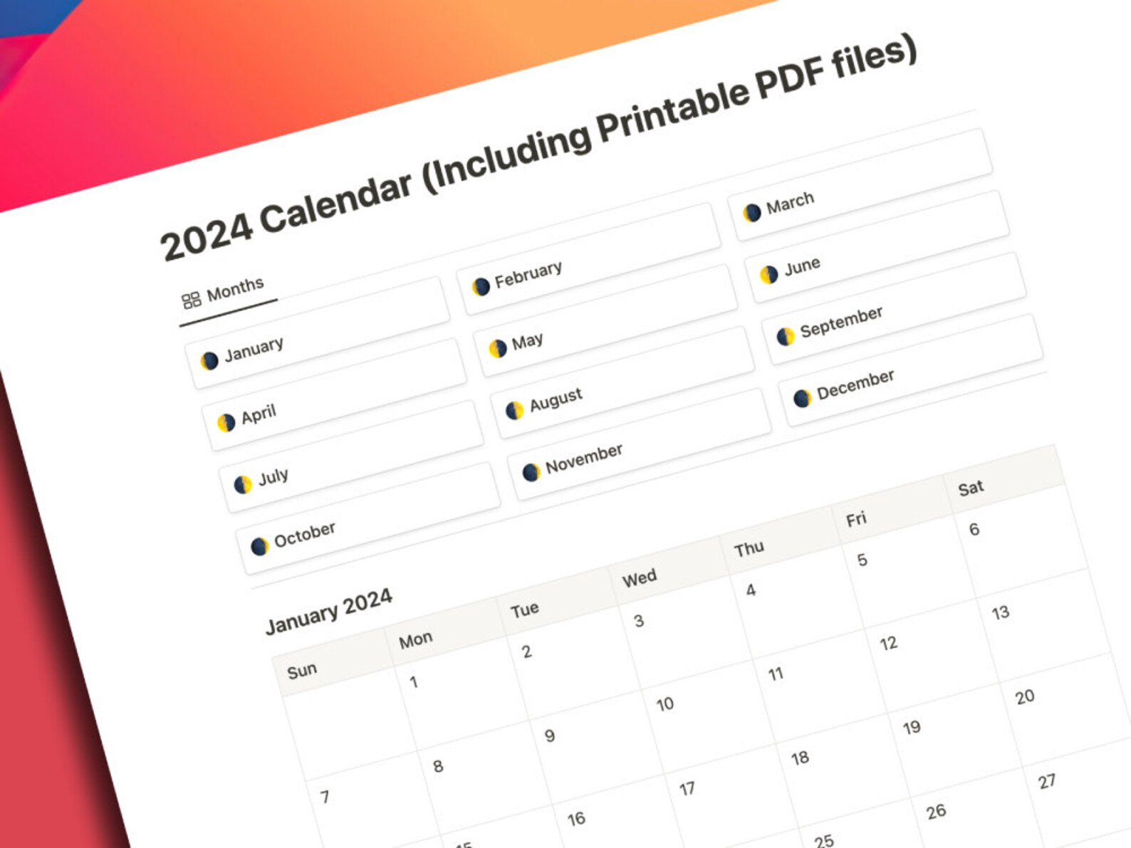 Ultimate 2024 Calendar Notion Template With Printable Pdfs Etsy