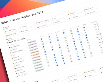 Habit Tracker Notion 2024 - Easy to Use - Best Habit Tracking
