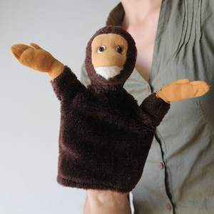 Vintage Monkey Hand Puppet: Plush Brown Fur Toy, 8"
