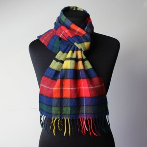 Wool Plaid Scarf Vintage Red Blue Yellow Fringed scarf Unisex scarves Multicolor Tartan Check Shawl Man Warm Accessory Winter