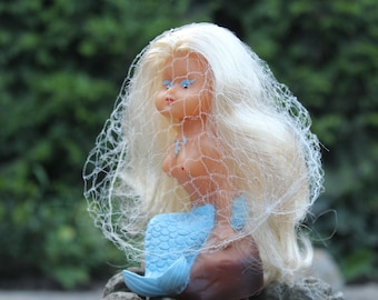 Vintage Rubber Mermaid Doll: 1980s GDR Collectible Toy (6 Inch)