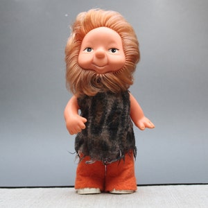 Rubber Troll Toy Vintage 9&quot; Gnome in woolen cloth German Toy Brown hair doll Good Nursery decor COLLECTIBLE Toys 70s Made by GDR Nostalgia