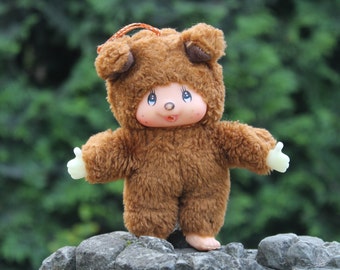 Little Plush Bear Vintage/5" /1970s Puppy Dog thumb sucker/ Brown fur bear/Puppy Monkey/Baby Bear Plush/ Old collectable toy