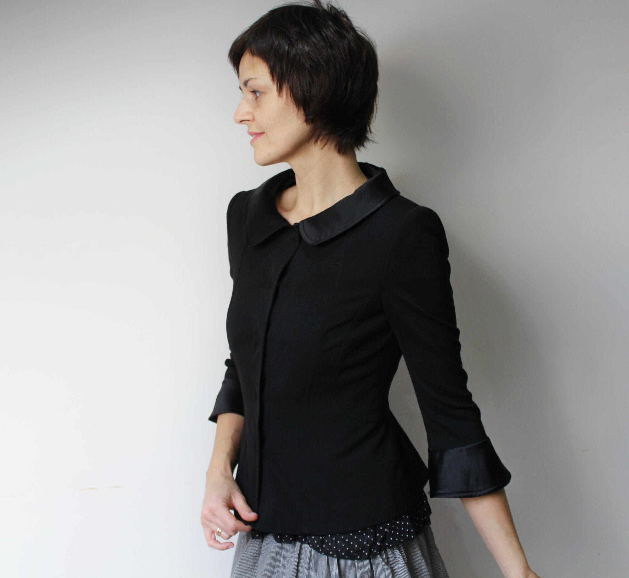 Black Evening Jacket Women's Black Short Blazer Silk Etsy