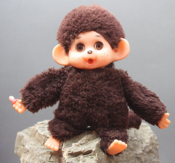 Vintage 1974s Sleepy Eyes Monkey Doll: Rare Collectible Japan Toy