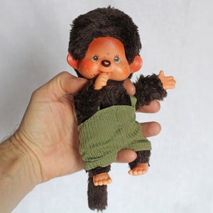 Vintage 8&quot; Monchhichi Plush: 1974 Sekiguchi Monkey Doll, Yellow Shorts