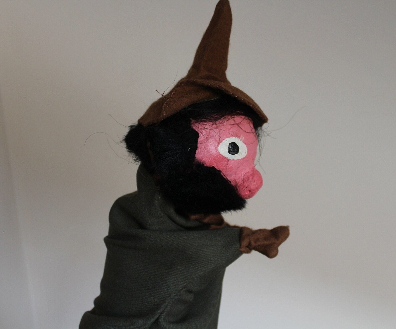 Vintage Hand Puppet Bearded Man Doll Papier mache Head Pretend Etsy