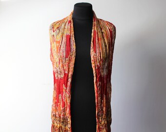 Sciarpa Grande Da Uomo In Pura Seta (rosso - Foto 11