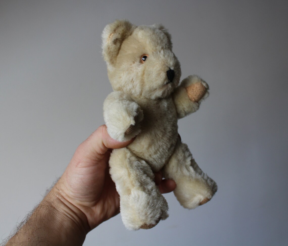 Vintage Teddy Bear 8 Antique Jointed Wool Plush Small Etsy UK
