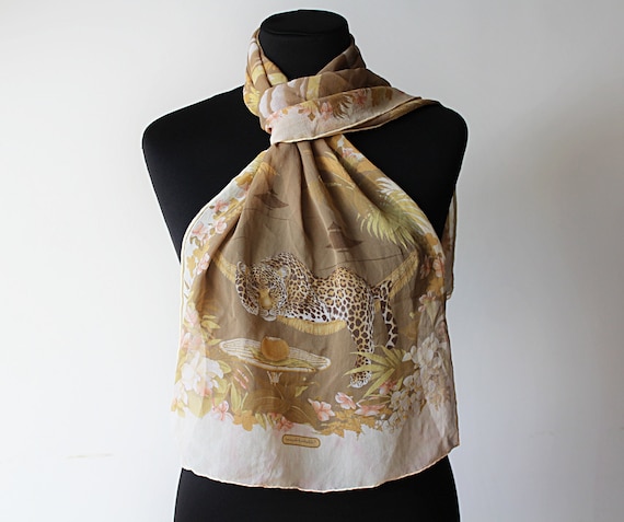 Leopard Fruit Silky Scarf  Leopard Print Satin Silk Scarf For Women, All Seasons  main image 2