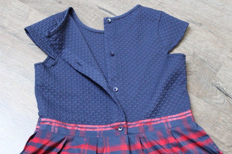 90sVintage Dress,Size Girls 10Y Vintage girl/'s dress, Holiday Season Christmas Party girl Dress Blue Red Girl/'s Plaid Dress