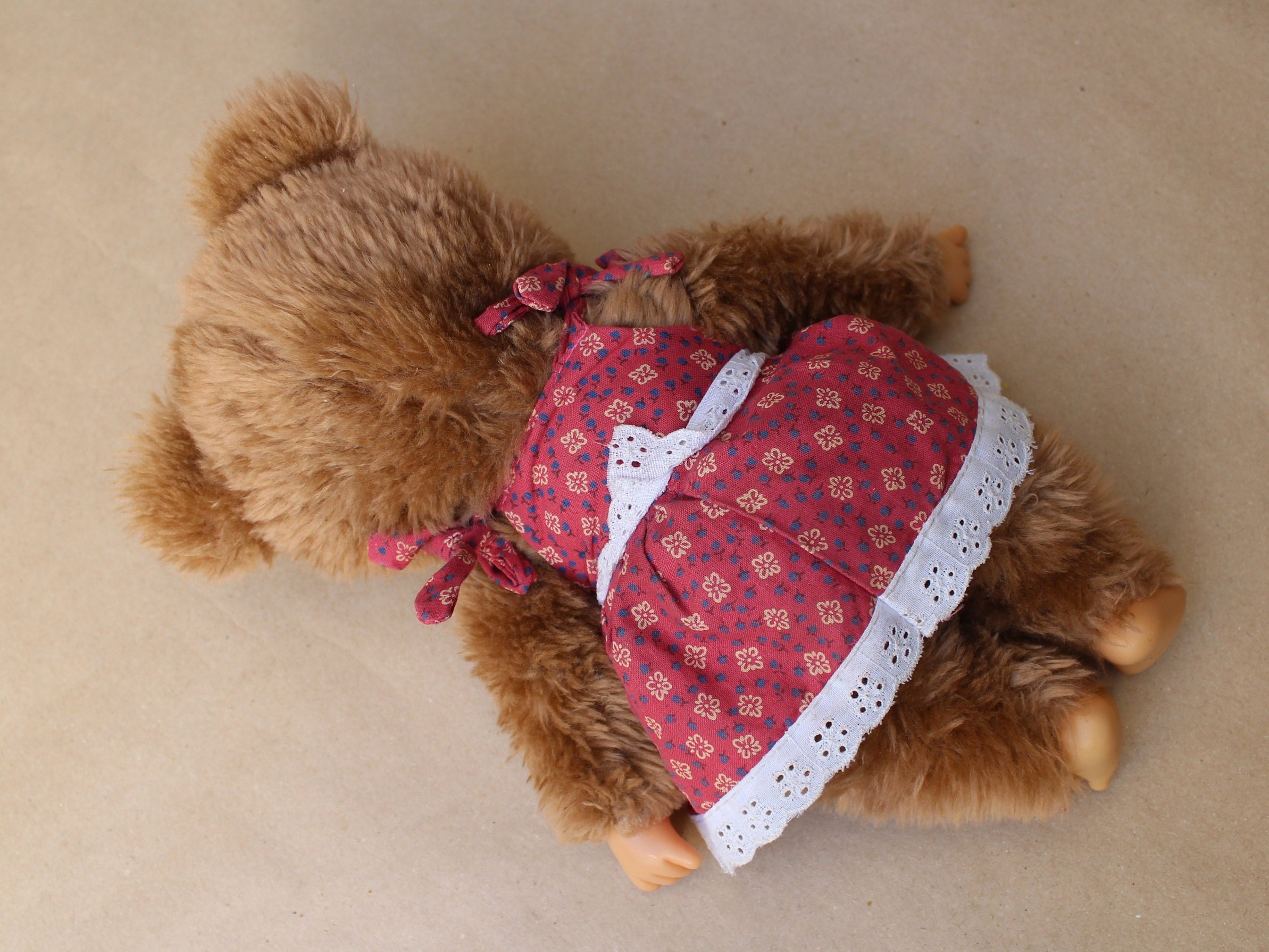 Vintage Japanese Rubber Face Pocket Bear W/ Chain 11