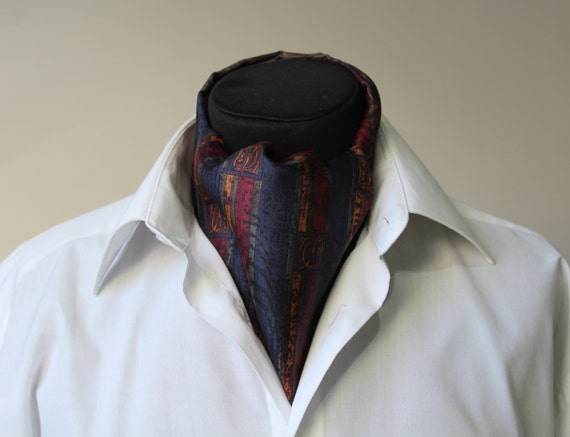 Vintage Mens Ascot Scarf Striped Paisley Brown Pr… - image 4