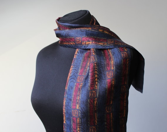 Vintage Mens Ascot Scarf Striped Paisley Brown Pr… - image 2