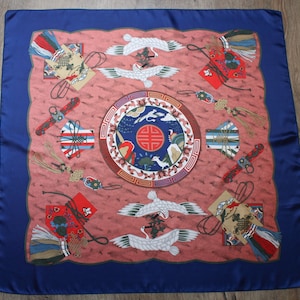 Vintage 70s Stork Print Scarf: Greek Coat of Arms Shawl