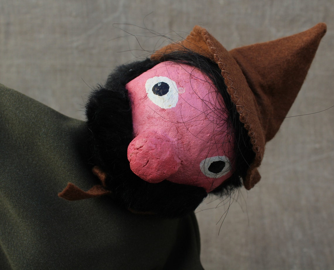 Vintage Hand Puppet Bearded Man Doll Papier mache Head Pretend Etsy