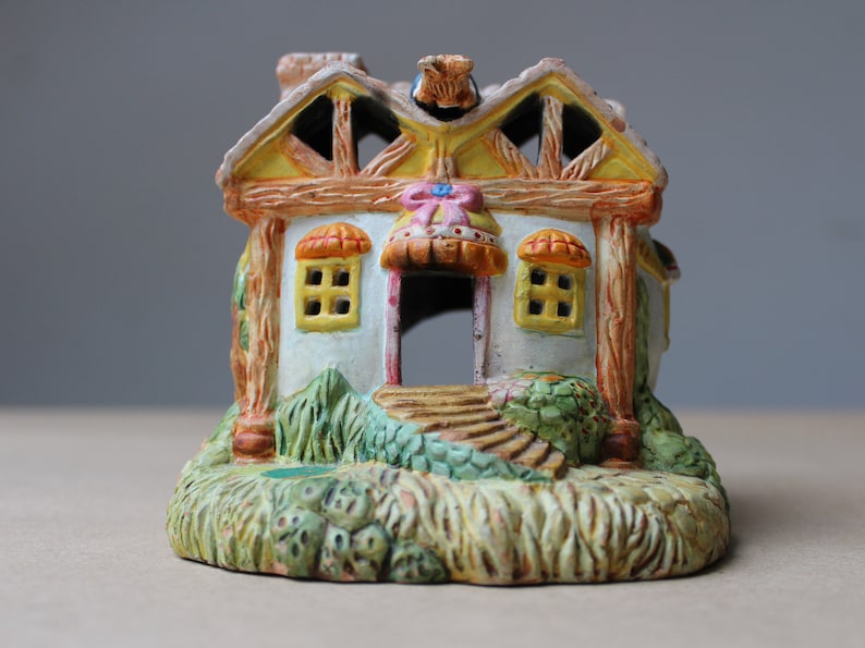 Vintage Keramik Kerzenhalter Halter Kaninchen Mini Haus Koryph