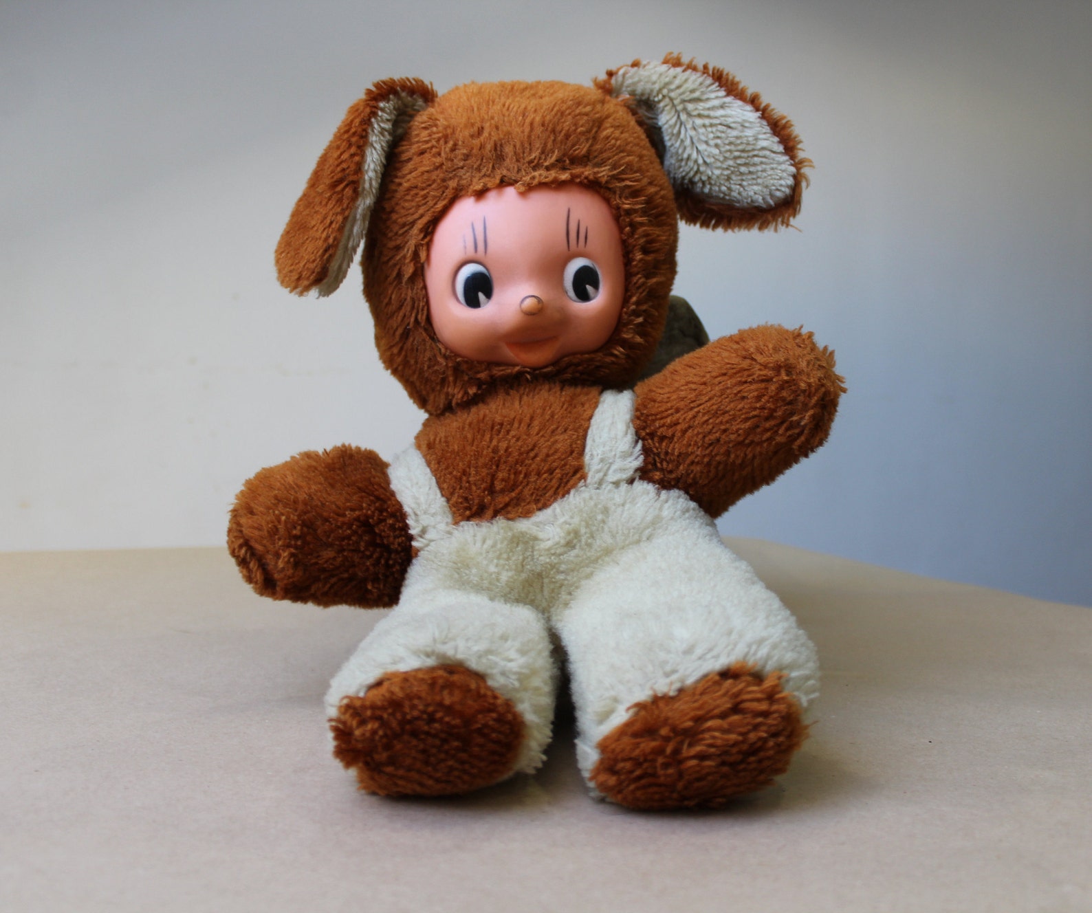 70s Vintage Stuffed Bunny Big Plush Rubber Toy Rabbit Boy Doll | Etsy