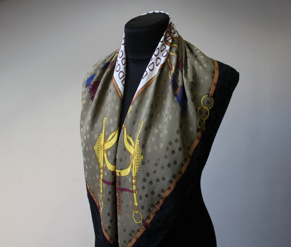 Equestrian Silk Scarf Vintage Authentic Designer … - image 4
