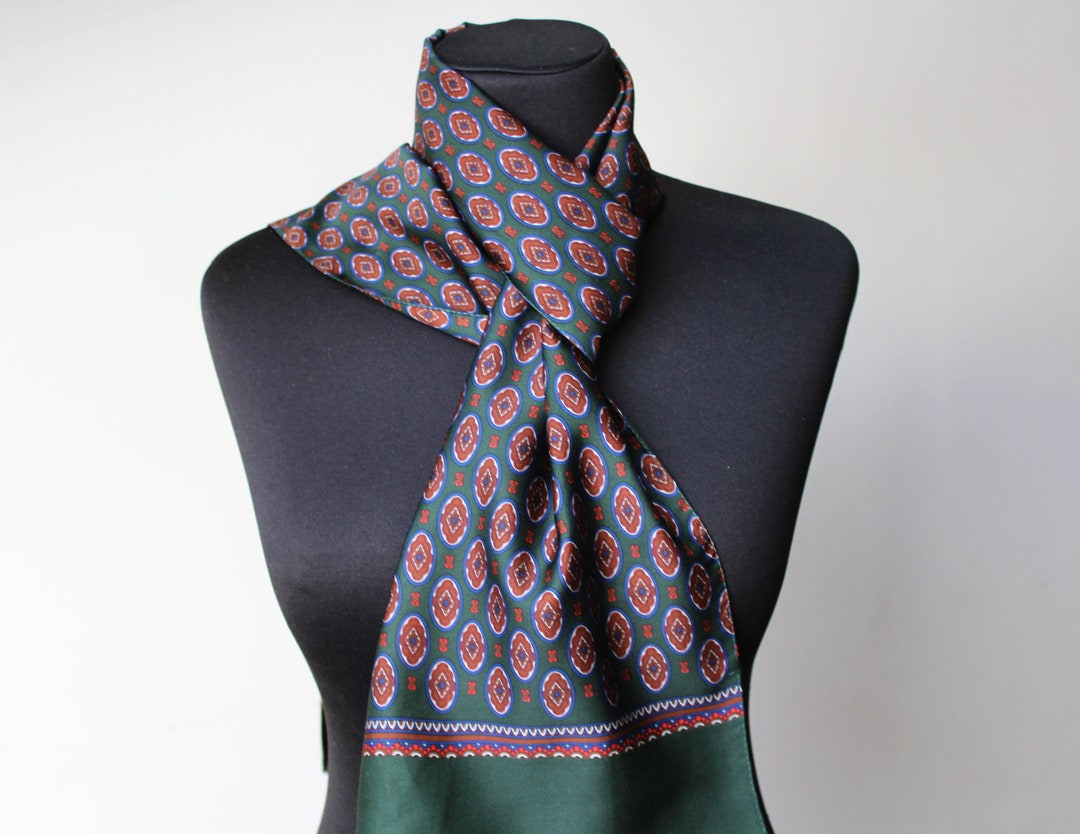Vintage Mens Scarf Green Red Unisex Scarf Menswear Accessories Etsy