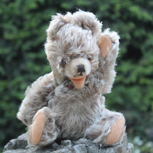1950s Vintage Wool Teddy Bear: Jointed Plush Collectible Toy