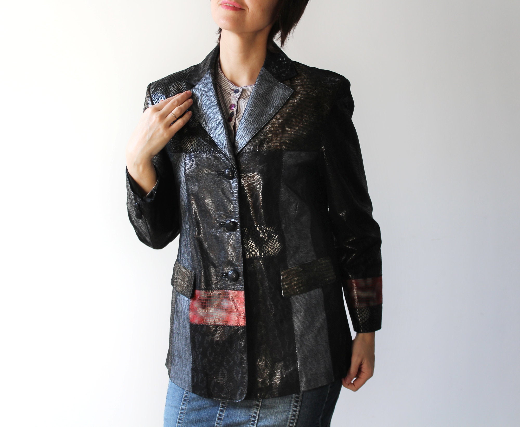 Jase Jacket, Grey Snake - Leather