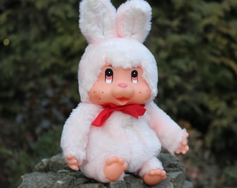 Pink Bunny Vintage 8&quot; Light Pink Baby Rabbit Fingers Sucking Nursery Collection Rare Toy 70-80s Easter gift/ Ukraine seller