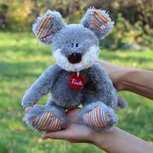 Vintage Trudi Mouse plush toy 12"/Cute Cartoon Toys /Very Soft Gray Mouse/ Stuffed Pets Toy Doll /Animal Figure /Gift for play or collection