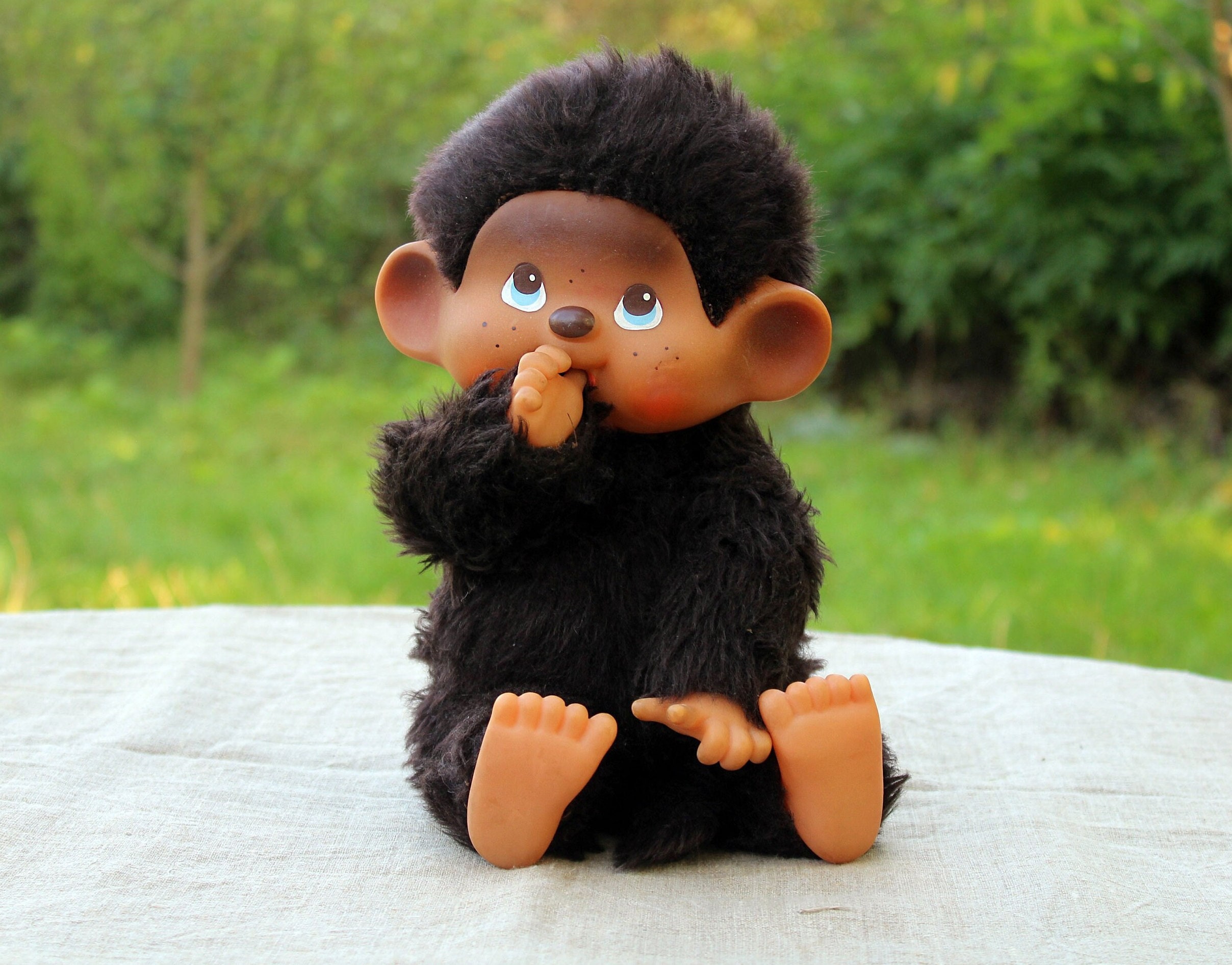 70's ワンピース hooked minoi curios lochie Rare Vintage 70s Monchichi Doll: XL Monkey Toy, Rubber Face