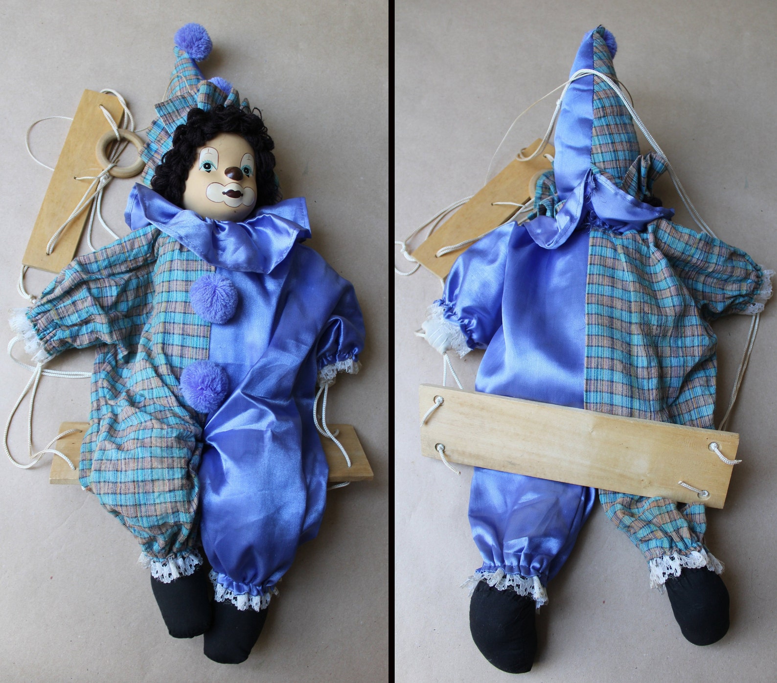 Vintage Marionette Clown 22 Porcelain Head Puppet Toys | Etsy