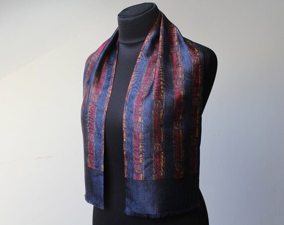 Vintage Mens Ascot Scarf Striped Paisley Brown Pr… - image 5