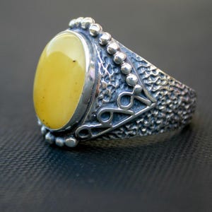 Bernstein Ring, Sterling Silber 925, Vintage Bernstein Schmuck, handgemachter Edelstein Ring, Boho Geschenk für Sie, Naturstein Ring