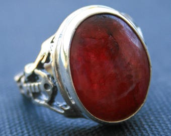 Anello in argento con rubino – Anello da uomo in argento sterling 925 fatto a mano con gemma rossa naturale