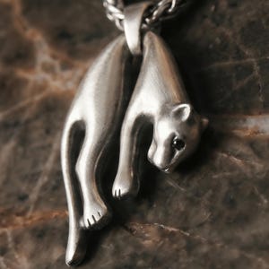 Silver Panther-hanger, 925 sterlingzilveren jaguar-ketting, Black Zircon Eye Cheetah Charm, gestroomlijnde wilde kat dierensieraden cadeau voor uniseks
