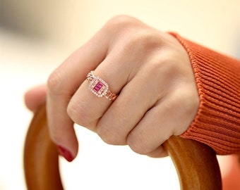 Ruby Stone 925k Silver Handmade Woman Ring,Trendy Jewelry Made in Turkey Minimalist Ring