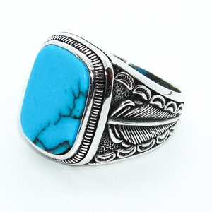 Men's Handmade Ring-men's Silver Ring-turquoise - Etsy