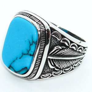 Men's Handmade Ring-men's Silver Ring-turquoise Men's Ring-turkish ...