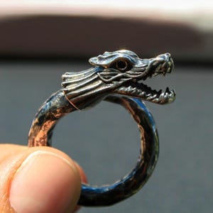 Dragon Ring, Sterling Silver 925, Adjustable Silver Ring, Fantasy Jewelry, Mythical Creature Ring, Handmade Ring, Gift for Him or Her