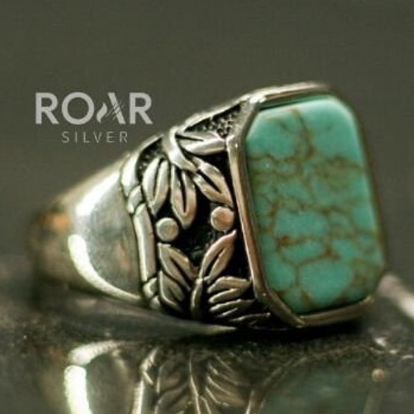 Genuine Turquoise Ring for Men - Etsy