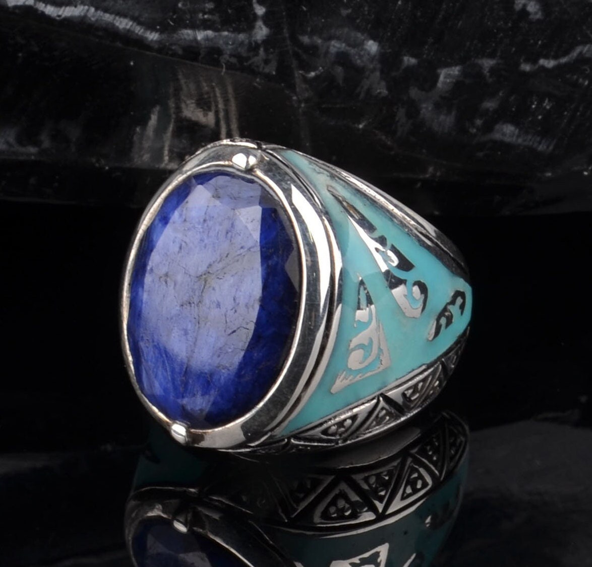 Divya Shakti 8.25-8.50 Carat Lapis Lazuli Lajward Gemstone Panchdhatu Plain Design  Ring For Men & Women|Amazon.com