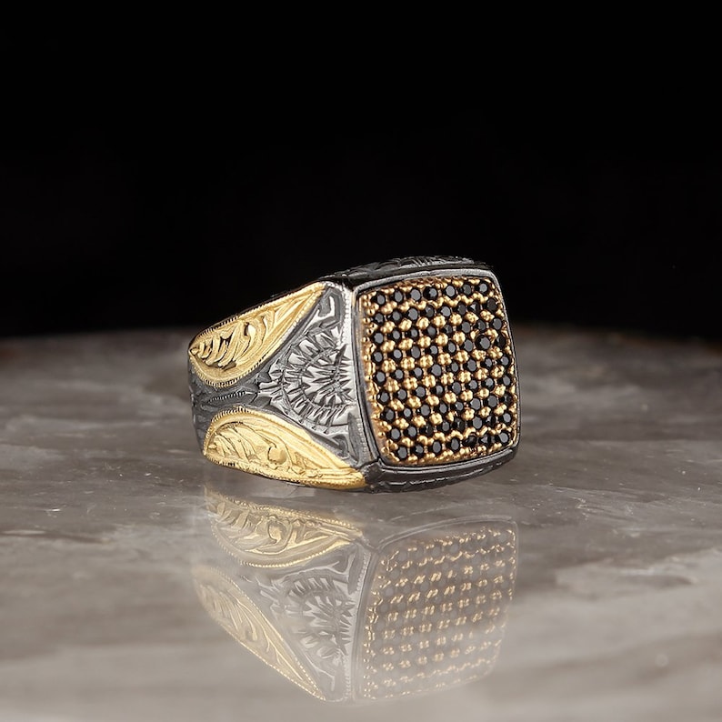 Zircon Ottoman Silver,,Handmade 925k Made in Turkey Outstanding Gift Sterling Silver Man Ring Natural Stone