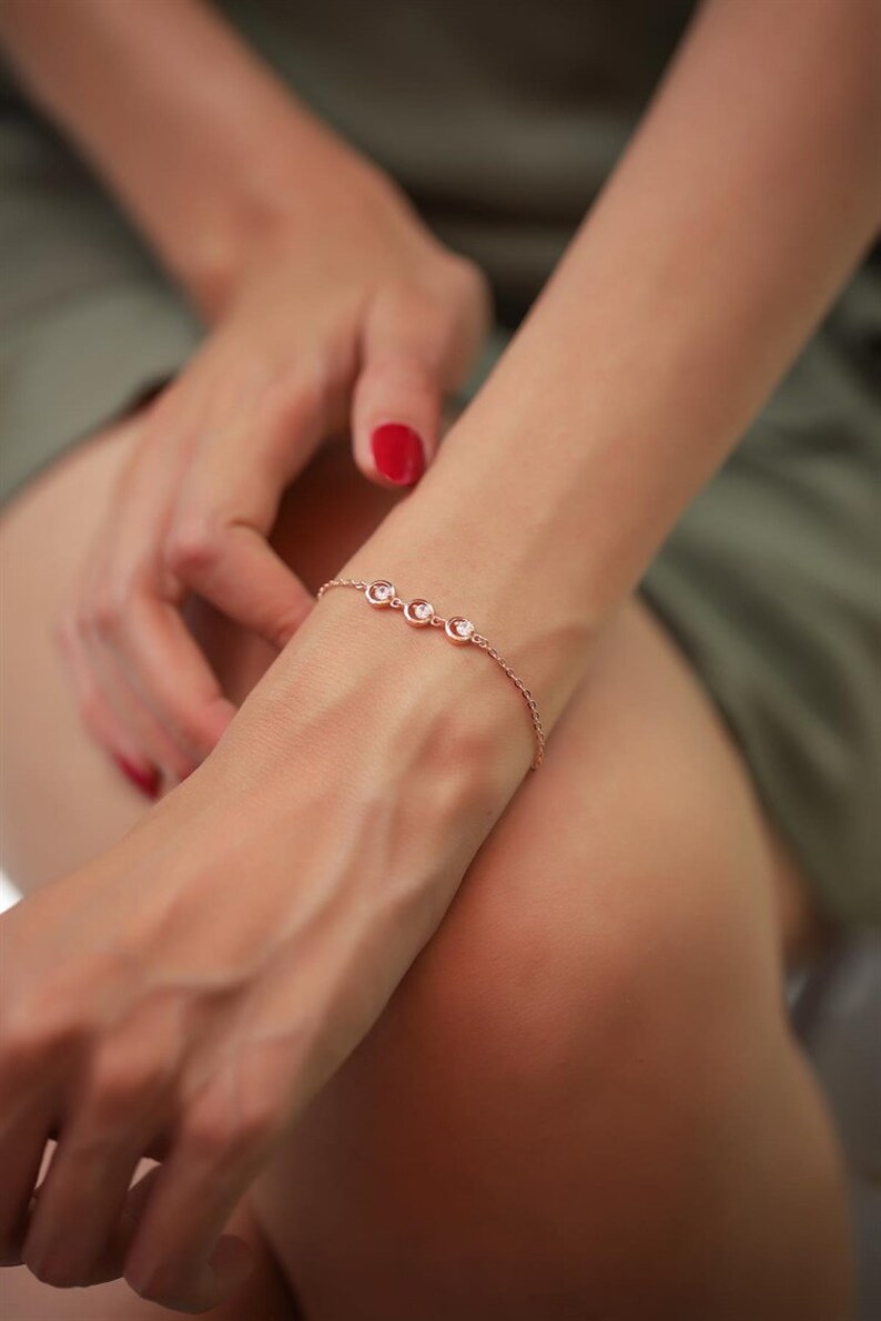 Women Silver Bracelet,Rose Plated,Made in Turkey,Gift for Her
