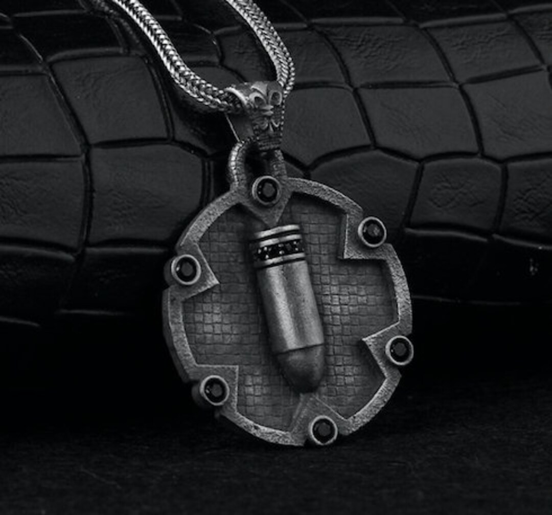 Bullet Goth Necklace for Menpunk Necklace in Sterling Etsy