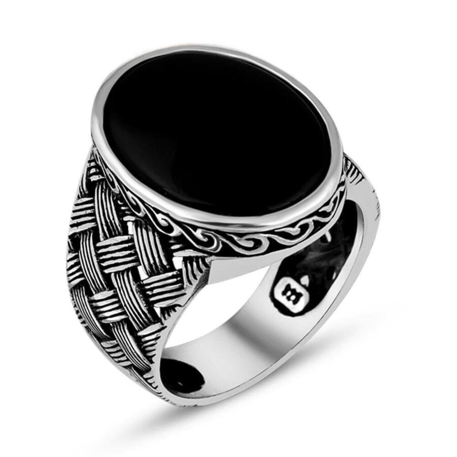 925k Silver Mens Ringhandmade Mens Ringonyx Stone Etsy
