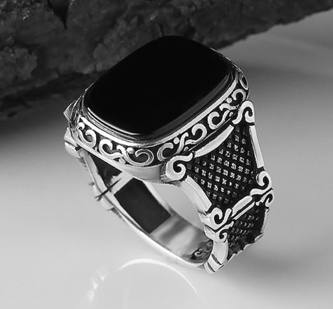 Handmade Mens Ring925k Silver Mens Ringonyx Stone Etsy