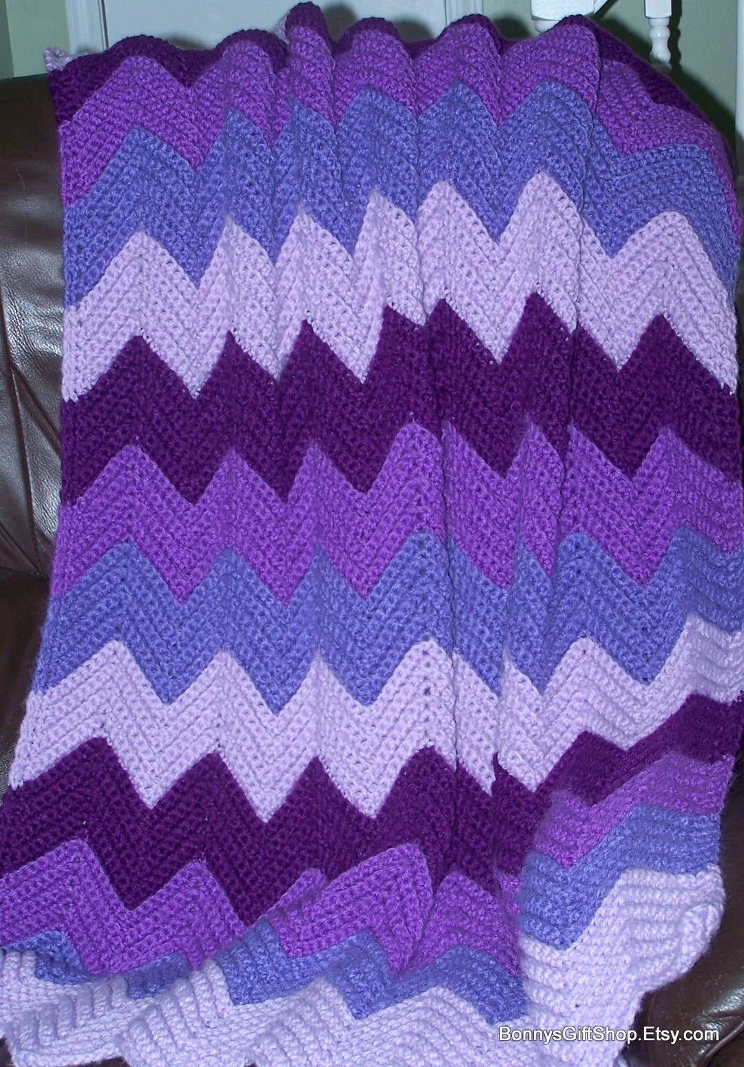 Purple Throw, Lap Blanket, Crib Blanket, Ripple Stitch, Crochet Throw, Warm Throw, Warm Blanket