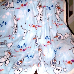 Olaf Fleece Blanket, Crochet Edging, Warm Child Throw