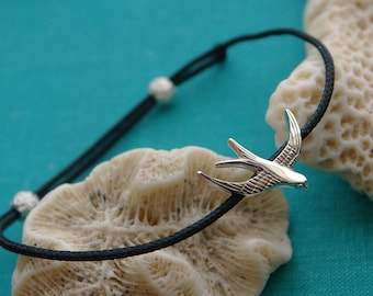 Dainty Swallow Bracelet - 925 Sterling Silver Bird Cord Bracelet