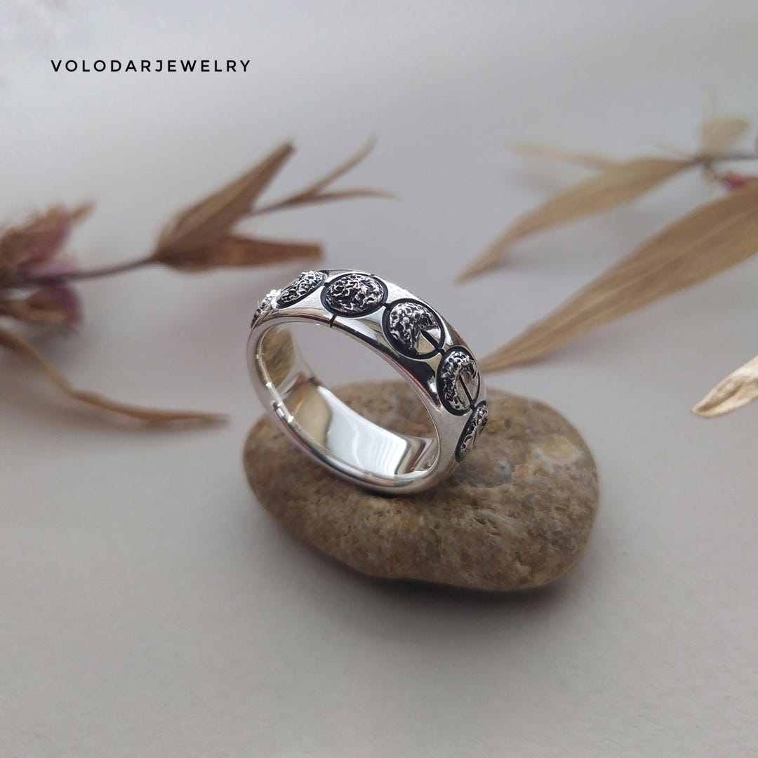 Silver Moon Rings Handmade Sterling Silver Moon Phases Ring | Lunar Jewelry - Etsy