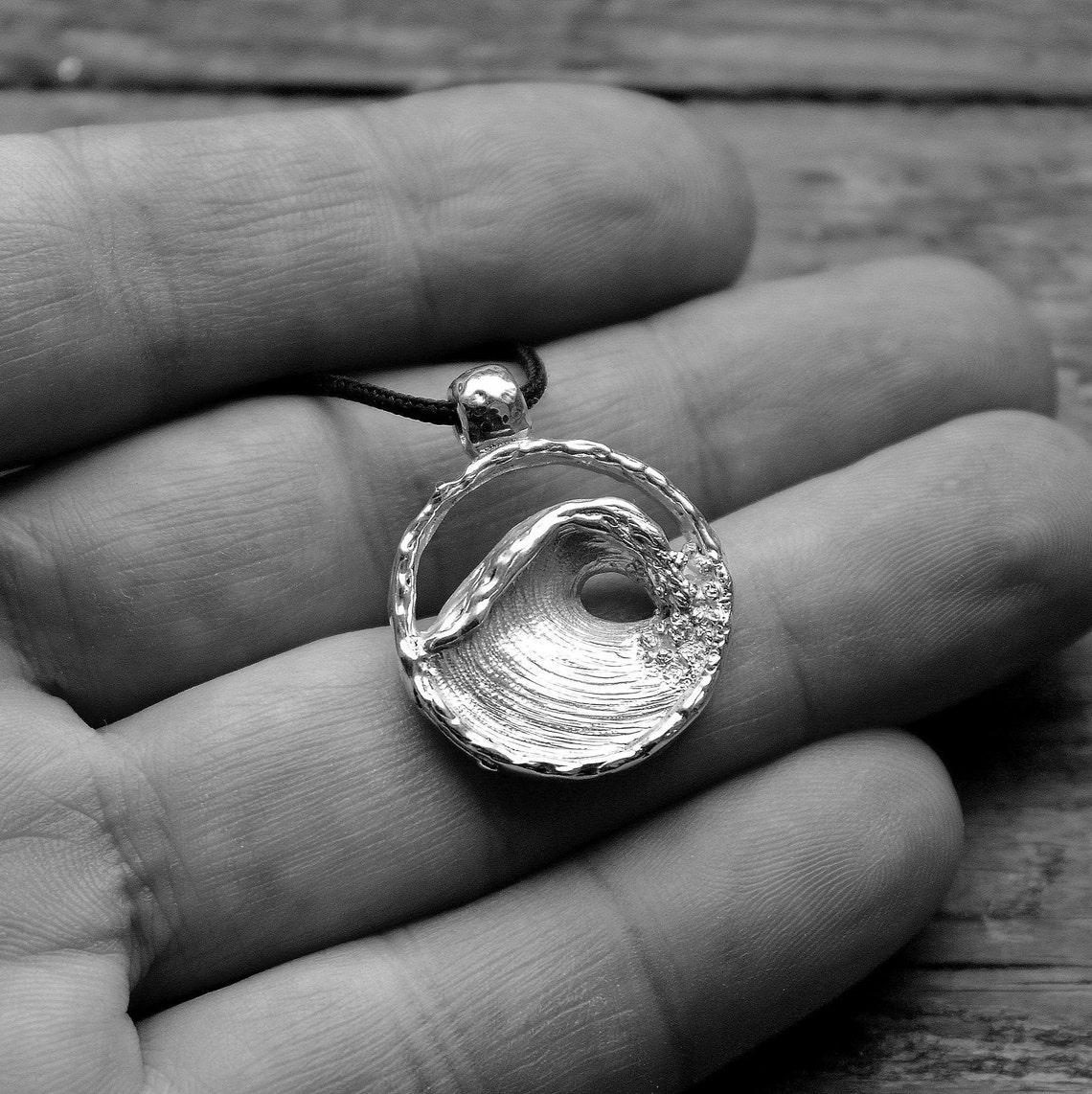 Wave pendant Sea pendant Ocean pendant Ocean Charm Silver Etsy